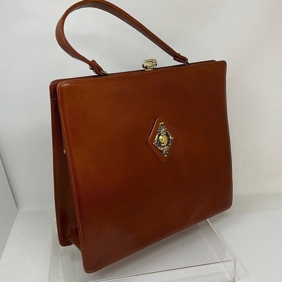 Vintage 1950’s Supreme Large Structured Leather Handbag - Picture 2 of 14